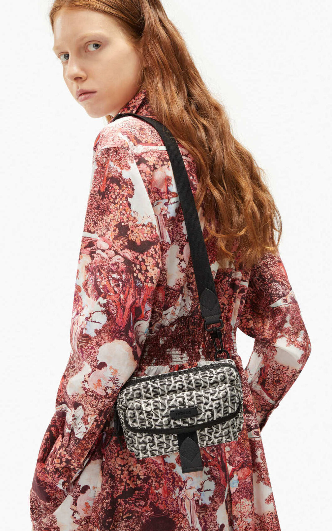 Sac Bandoulière Kenzo Femme Courier jacquard mini Grise EXJHV-4028